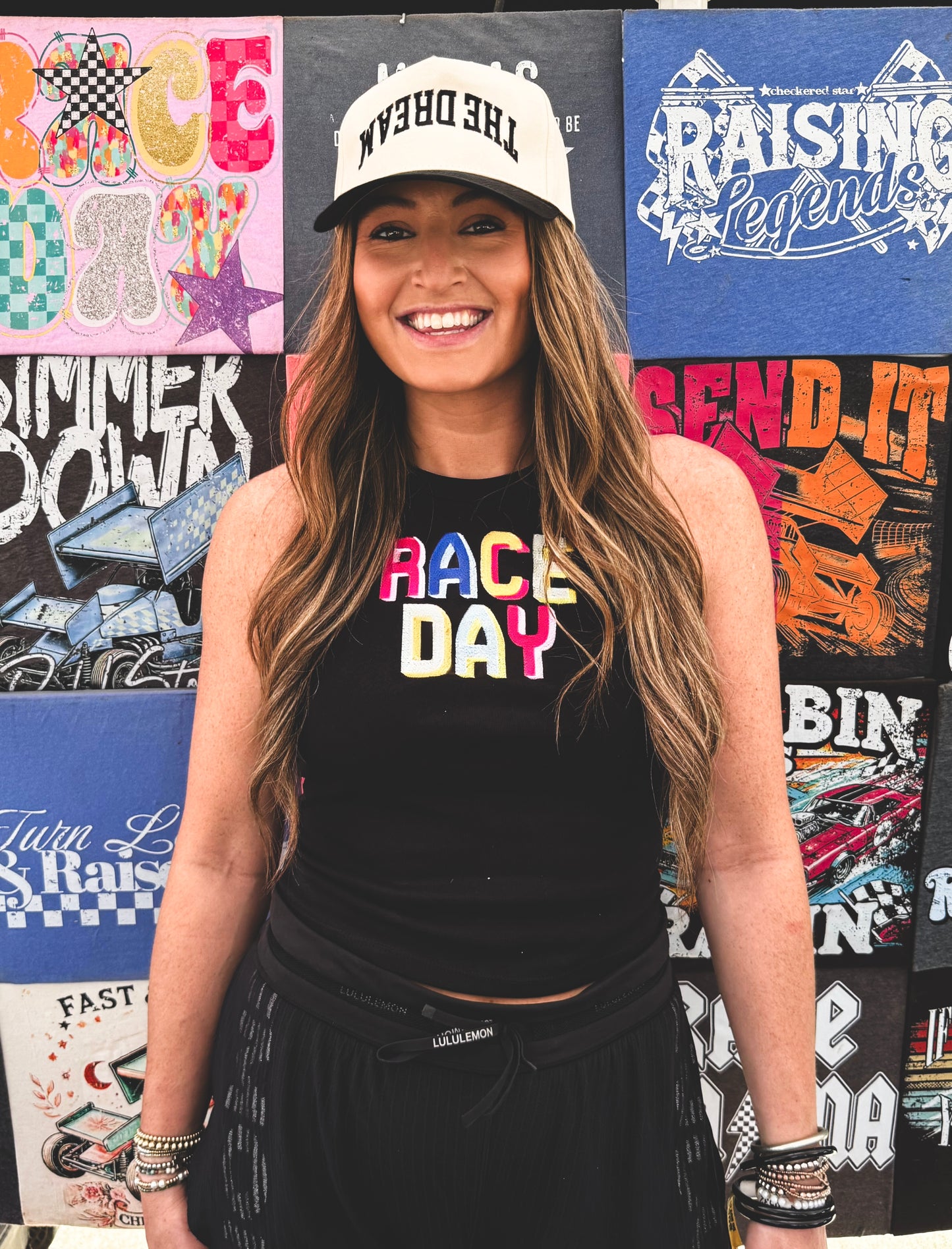Race Day Crop Embroidered Tank
