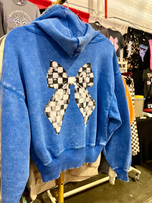 Checkered Bow zip up hoodie