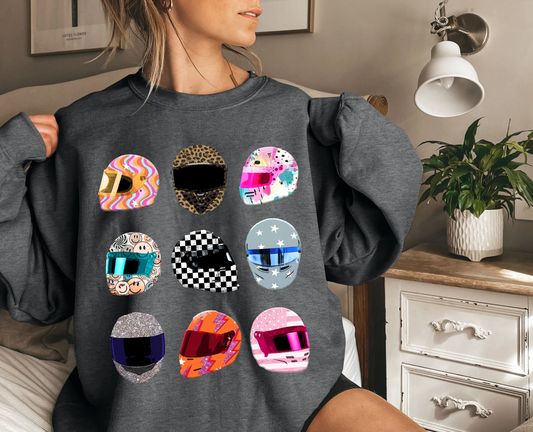 Multi Helmets Pattern Sweatshirt