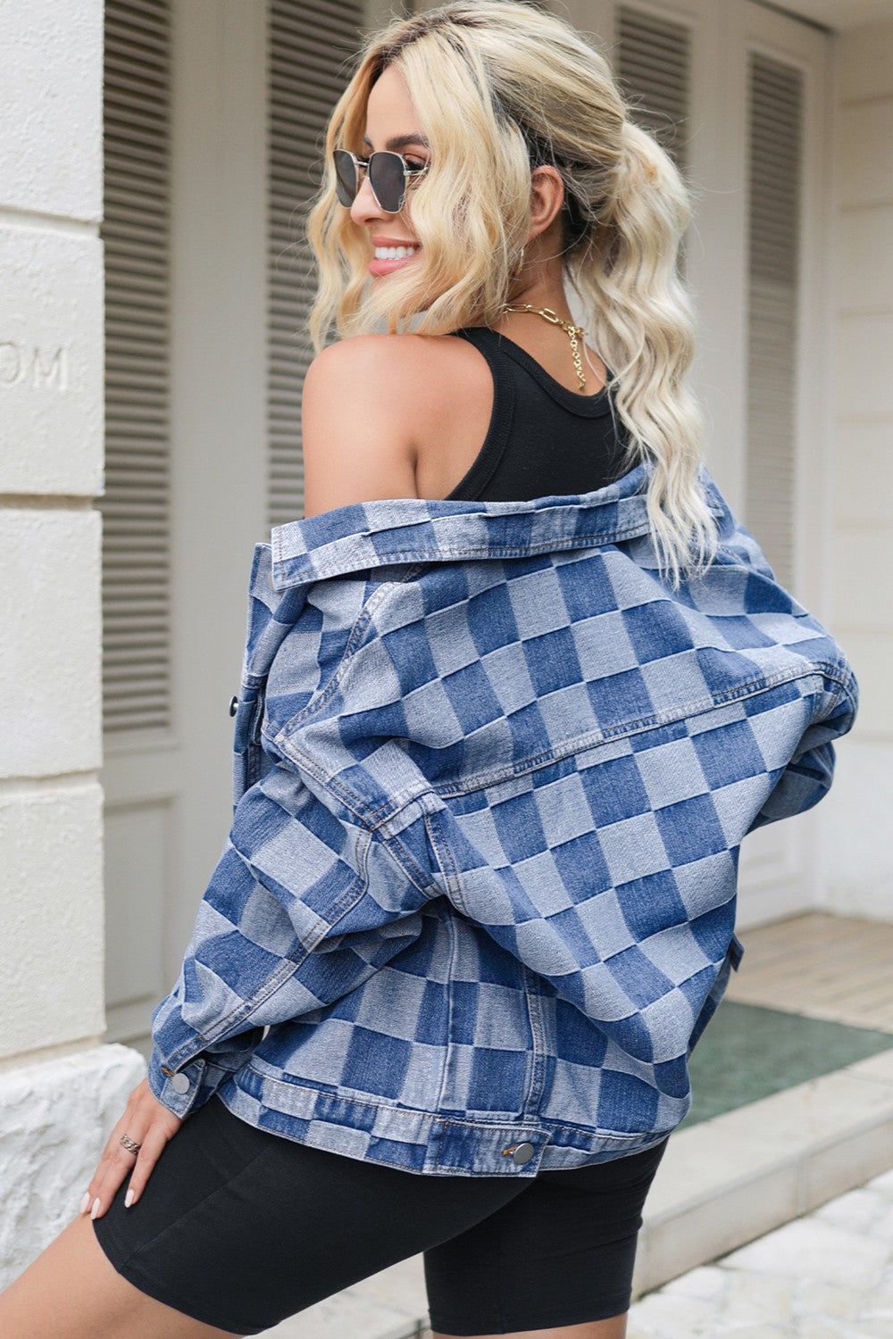 Checkered Denim Jacket