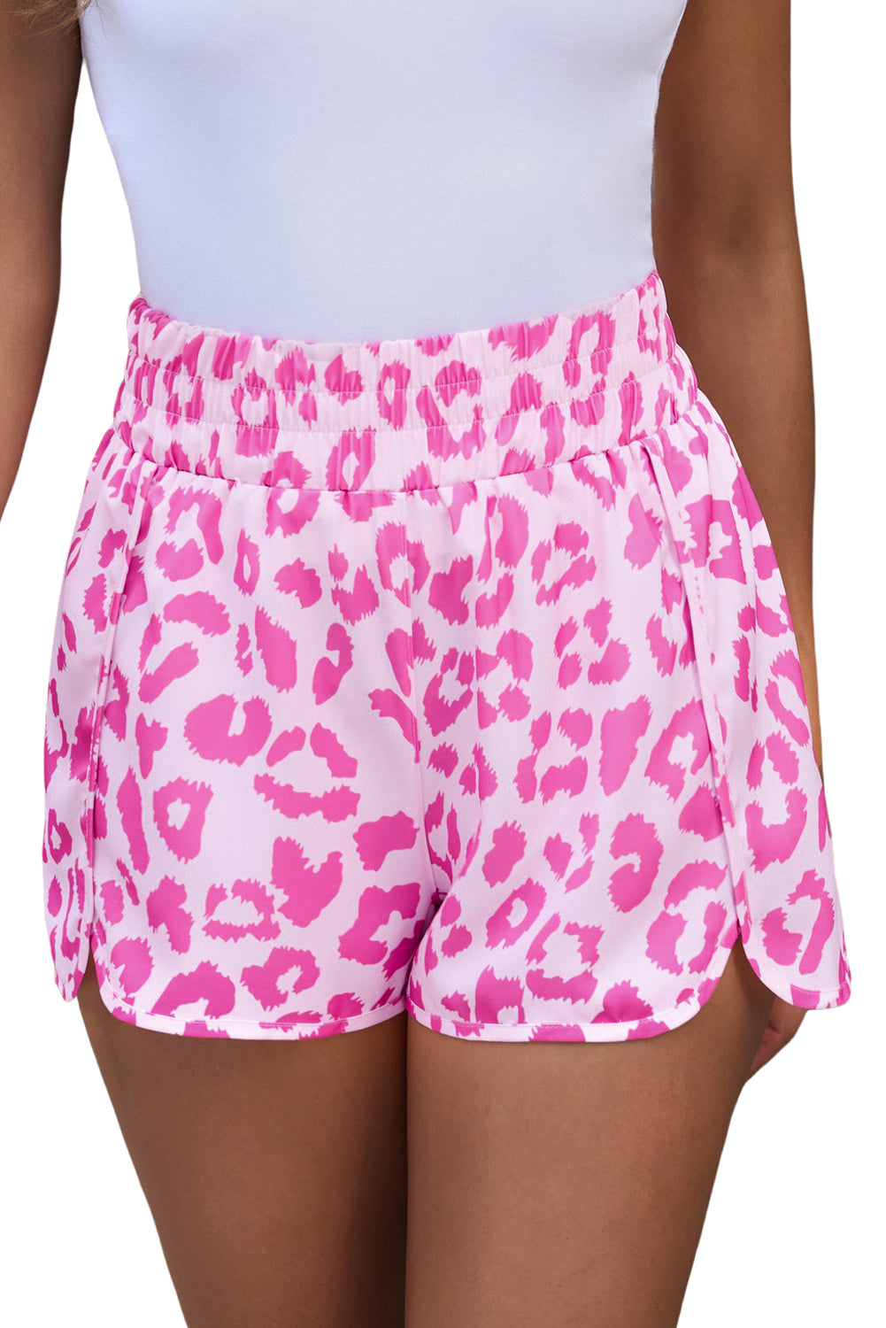 Patterned Elastic Waist Shorts