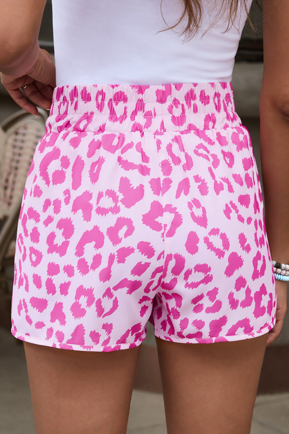 Patterned Elastic Waist Shorts