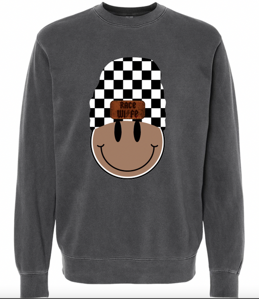 Race Wife Black Smiley Sweatshirt